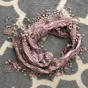 Floral Fringe Purple Scarf Wrap